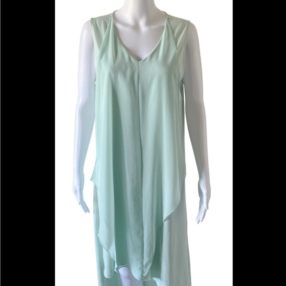 Soft Surroundings Dress Womens XL Amalfi Green Sleeveless Knit Hi Low Beach
